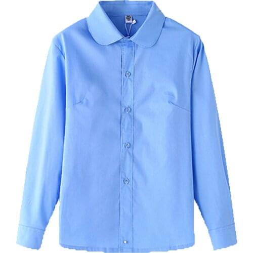 Chlidren Kids Baby Girls Boys Button Shirts Tops White Blouse Formal Wear Solid Baby Teenage Clothes School Uniform Formal