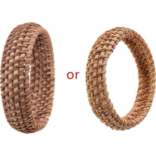 Ethnic Handmade Natural Plant Straw Rattan Woven Earrings Bracelet Jewelry Women