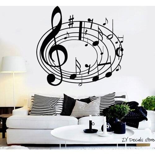 Musical Notes Wall Decals Music Art House Interior Room Wall Stickers Removable Art Mural Home Decoration Wallpaper L400