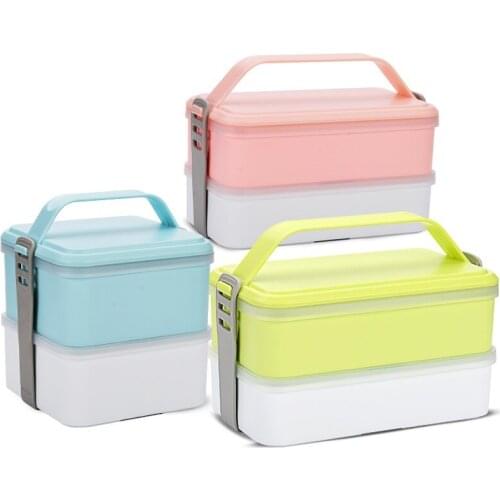 Microwave oven insulation boxes lunch box mealbox adult double rectangle 2layer japanese style 1.4L