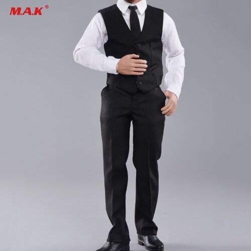 JXTOYS-037 1/ 6 Scale Male Black Vest Suit Shirt Tie Gentleman Formal Suit For TBL 12inches Figure