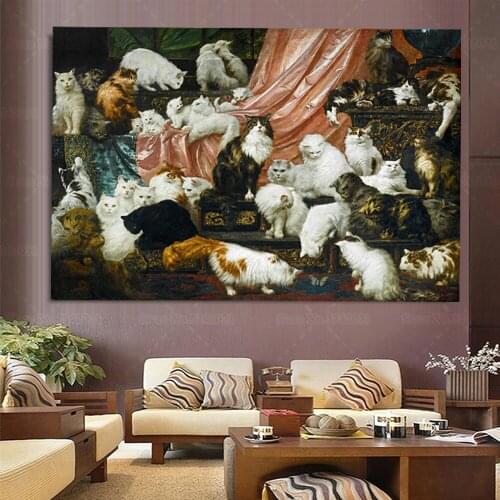 My Wifes Lovers Cat Canvas Painting By Carl Cats Poster Wall Art Decor for Living Room