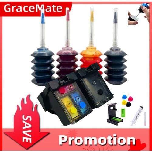 GraceMate 653XL Refillable Ink Replacement for HP 653 653XL Ink Cartridge for HP Deskjet plus Ink Advantage 6075 6475 Inkjet