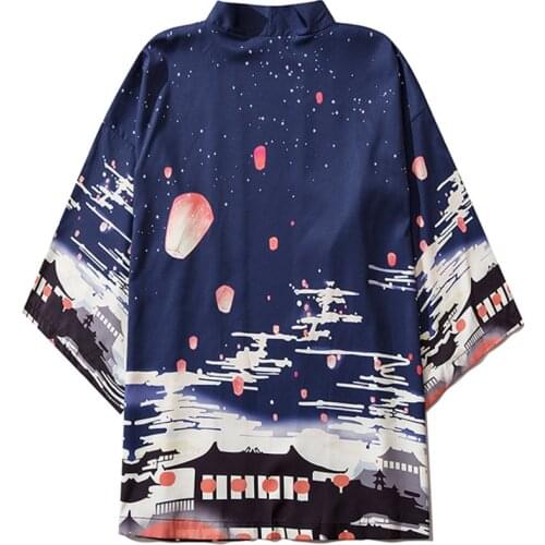 Vintage Women Men Blue Yukata Streetwear Harajuku Cosplay Kimono Japanese Traditional Cardigan Summer Casual Loose Beach Shirts