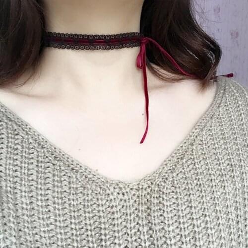 Choker Necklace Simple Fashion All-match Lace Necklace Lace Choker for Women Girls Party Cosplay Clavicle Choker Jewellery