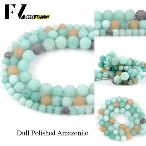Wholesale 6 8 10mm Dull Green Amazonite Round Beads Natural Stone Spacer Beads for Jewelry Making diy Bracelets Jewellery 15inch