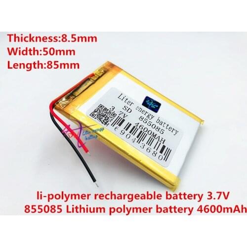 Best battery brand Size 855085 3.7V 4600mah Lithium polymer Battery with Protection Board For Tablet PCs PDA Digital Products