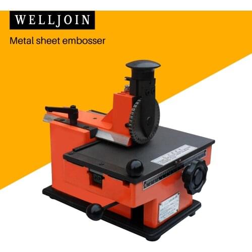 Metal sheet embosser, manual steel embossing machine, aluminum alloy name plate stamping machine, label engrave tool with 1 gear