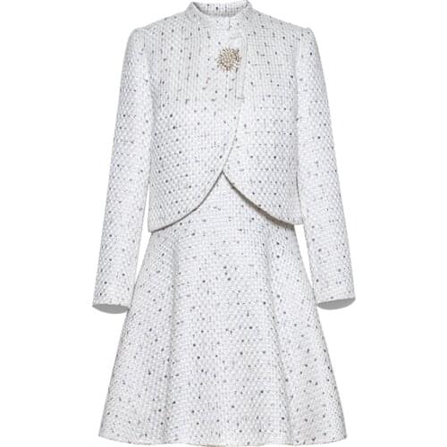 Fashion Beaded Women Dress 2018 Winter New Sexy Pleated Dress Suits K1028