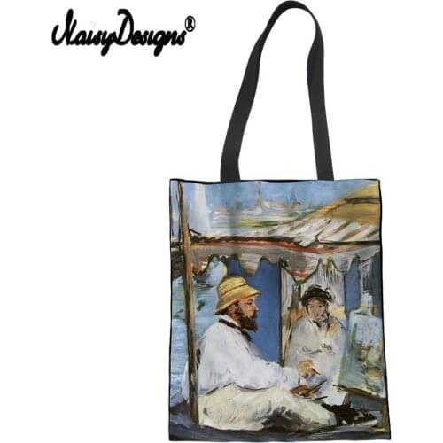 NOISYDESIGNS Girl Canvas Portable Tote Famous Painting Print Shopping Shoulder Bag For Women Student Book Folding Cotton Handbag