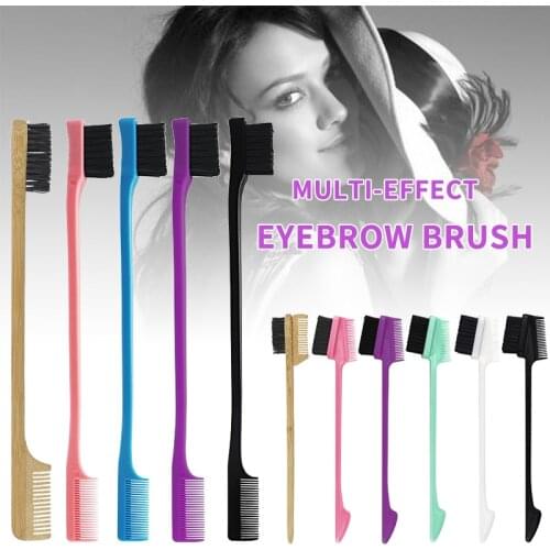 2021 New Private Label Plastic And Bamboo Boar Bristle Edge Control Hair Brush Custom Logo For Eyebrows