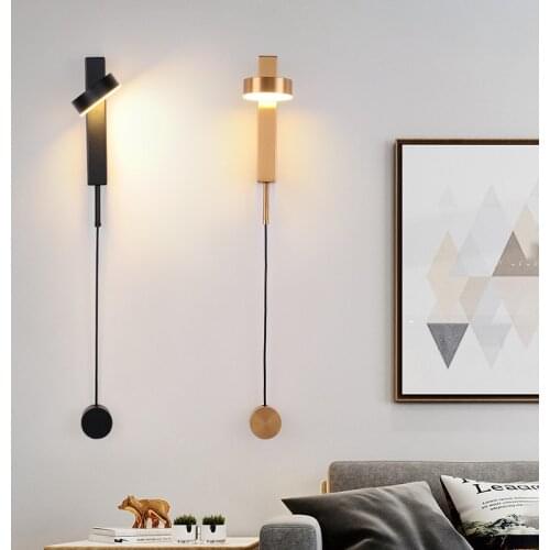 2021 New Bedroom Modern With Switch Pull Cord Adjustment Reading Wall Light Luxury Room Single Head Lights Bedside Wall Lamp