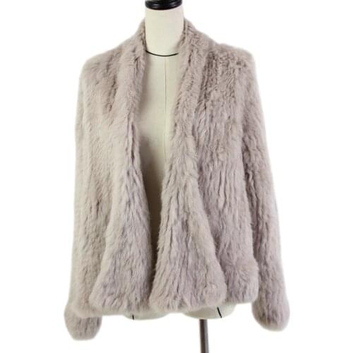 2021 New Winter Autumn Women Real Fur Coat Female Knitted Rabbit Coats Jacket Casual Thick Warm Fashion Slim Overcoat Clothing