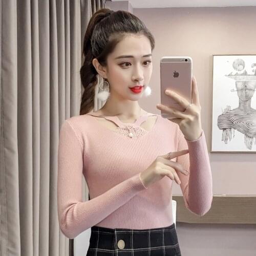 New Fashion Long Sleeve Women Sweater 2018 Autumn Sexy Solid Knitted Sweater Women Pullovers Sweater Winter Clothing Female