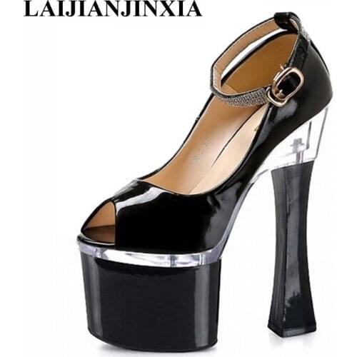 New 18cm high heels, unique glasses and fish-mouth shoes, hate the height of a waterproof platform club and womens Dance Shoes