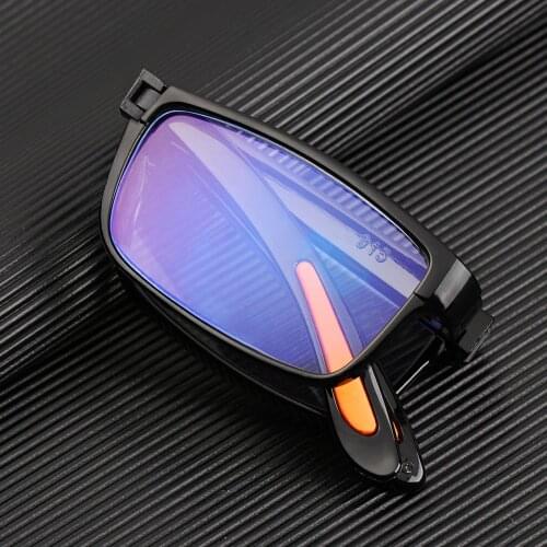 Reading Glasses Portable Square Black PC Frame Folding Anti-UV Blue Rays Presbyopia Eyeglasses for Men Women +1.0 ~ 4.0