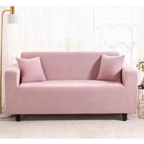 Solid Color Sofa Covers for Living Room Sofa Cover Elastic Corner Couch Cover Slipcover Chair Protector 1/2/3/4 Seater F8493