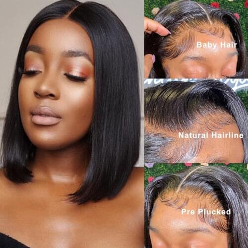 Bob Lace Front Wig Human Hair Bob Wig Brazilian Hair Wigs Remy150 13x4 4x4 Closure Wig Straight Lace Front Wig Lace Frontal Wig