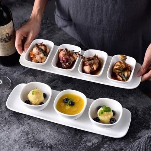 Restaurant Snack Platter Plate Hot Pot Small Sauce Dish Delicate Ceramic Side Dish With Tray Dinnerware Set Dinner Serving Plate