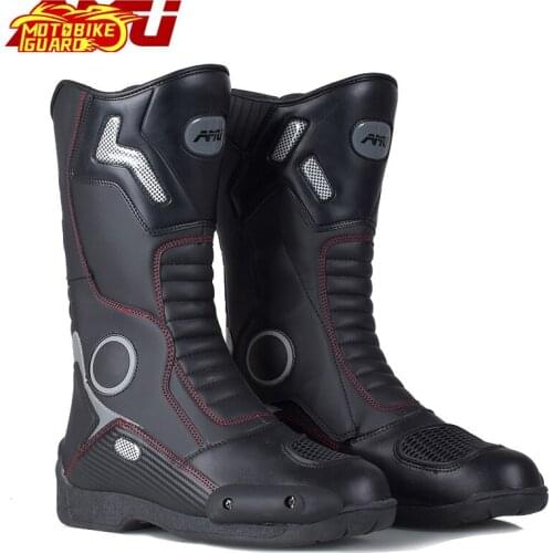 AMU Botas Moto Motocross Boots Dirt Motorcycle Biker Boot Motorbike WaterProof Protective Boot Cross-Country Leather Men Shoes