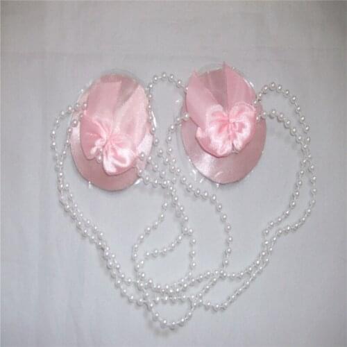 Sexy Bead chain Round-shaped self-adhesive nipple cover /Satin reusable breast pasties