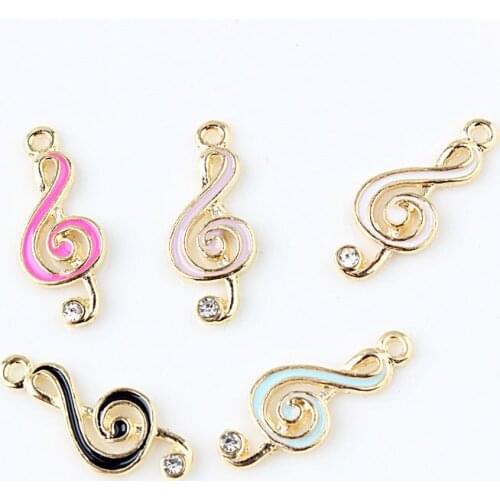 10pcs/lot New Arrival Musical Note Charms Enamel Alloy Charms Mix Colors for DIY Handmade Metal Charm Pendants Jewelry