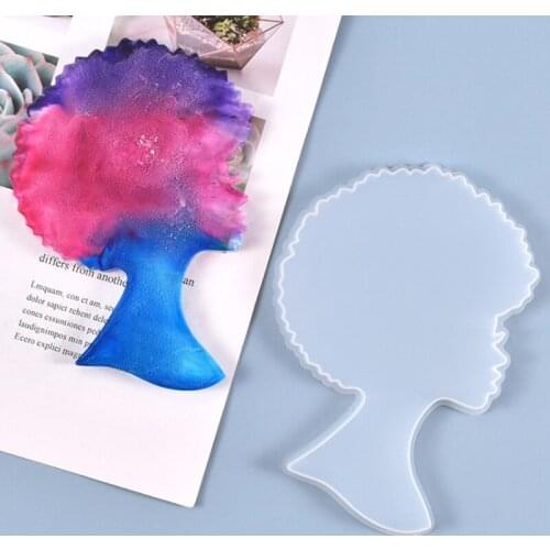 3D African Women Head Portrait Coaster Silicone Mold DIY Crystal Epoxy Tray Resin Mold Handmade Crafts Home Decoration Tools