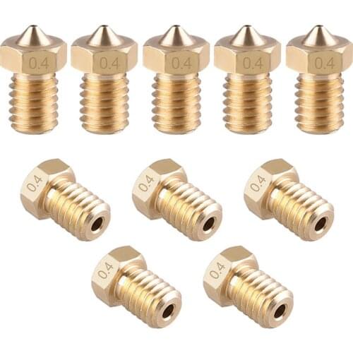 10PCS M6 3D Printer Nozzle 0.2mm 0.3mm 0.4mm 0.6mm 0.8mm 1.75mm Brass Extruder Nozzle Print Head for E3D Makerbot