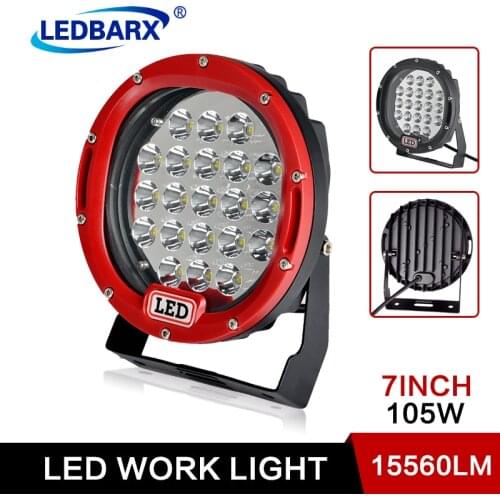 LEDBARX Led Work Light 2PCS 7 Inch 105W Car Offroad Spot Led Lamp 4x4 4WD 12V Truck Led Light Bar For Auto Tractor ATV UAZ Boats