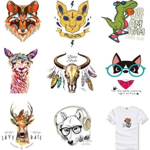 Iron-on Transfers for Clothing Patches Clorhing Stickers Stripe Rock Diy Animal Applique Vinyle Adhesive Flex Fusible Transfer C