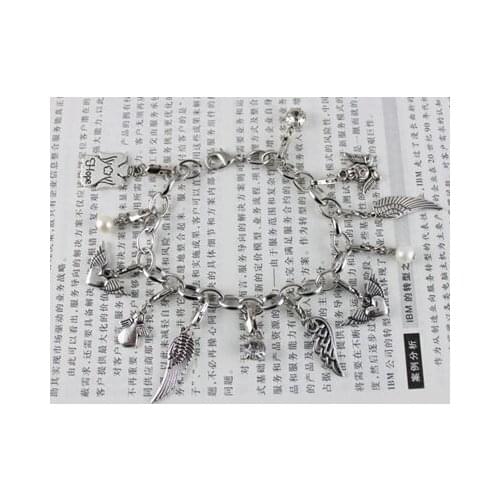 15PCS Tibetan silver ANGEL WING charm bracelet #20121