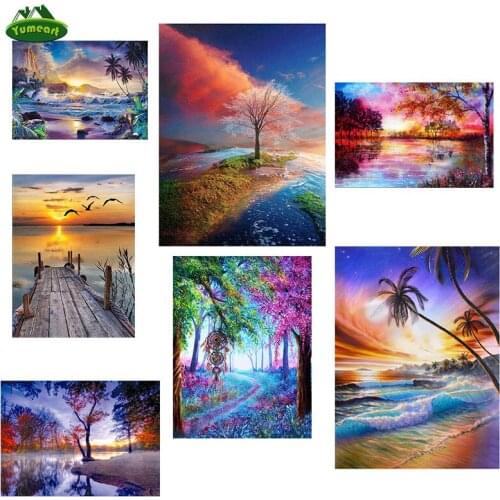YUMEART 5D Diy Diamond Painting Sea View Landscape Home Decoration Diamond Embroidery Scenery Mosaic Decoration Needlework Gifts