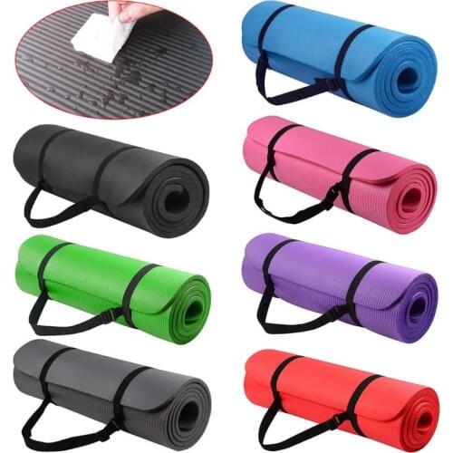 1 Set Yoga Mat Extra Thick 1cm Pilates Fitness Cushion Non Slip Exercise Pad High Density Balance NBR 183cm Long Hot Yoga Indoor