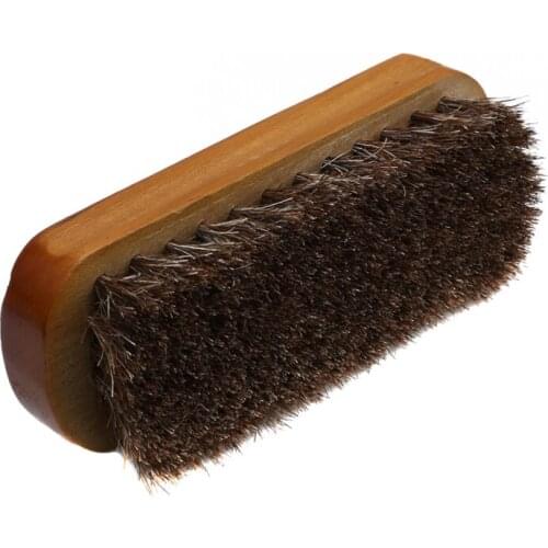 1pc Wooden Horse Hair Brush Natural Leather Horse Hair Soft Polishing Tool Cleaning Brush Polishing Shoe Brush