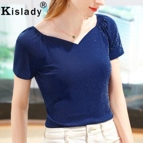 2021 Sexy Slash Neck Tops Solid Gothic T-Shirts Elegant Harajuku Patchwork Gauze T-shirts Korean Temperament OL Plus Size Shirt