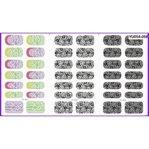 3 PACK/ LOT WATER DECAL NAIL ART NAIL STICKER FULL COVER FRENCH STYLE LACE YU054-056