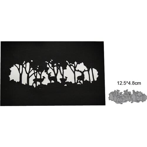 Four deer in the forest Christmas 2021 new metal cutting mold photo frame DIY scrapbook decoration embossing handmade template