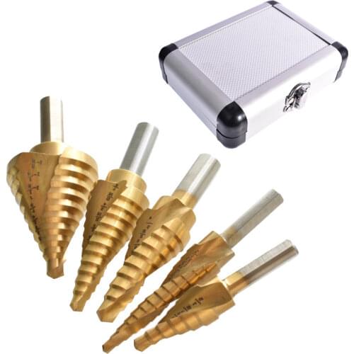 5pcs Step Drill Bit Set Hss Cobalt Multiple Hole 50 Sizes Cobalt Titanium Conical Carbide Drill Perforator Hole Cutter Tool