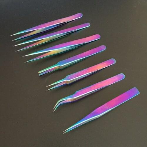 7 Pcs Electroplating Safe Anti-Static Precision Stainless Steel Tweezers Set Maintenance Repair Tools ESD10-15