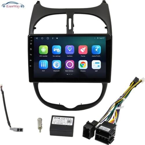Android for Peugeot 206 Car Radio Multimedia Player GPS Navigation Central Control Smart Big Screen 2 Din Stereo Receiver Audio