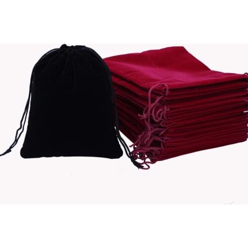 Velvet Pouch 12x10cm Jewelry Bag Black Christmas/Wedding Gift Bags With Drawstring Jewellery Packaging Pouches Wholesale 100pcs