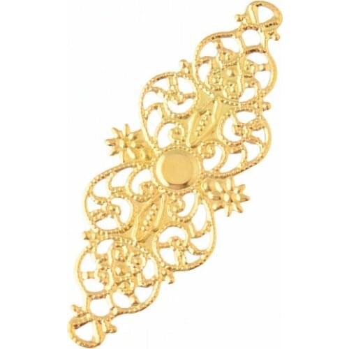 Free shipping 5 Gold Plated Filigree Flower Wraps Findings Connectors Gift Decoration DIY Flatback Scrapbooking 6.1x2.4cm F0406