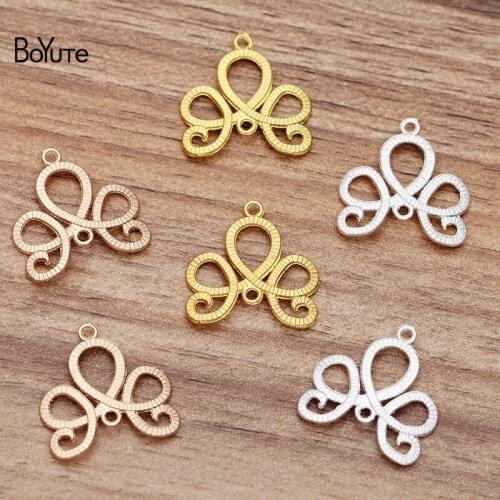 BoYuTe Wholesale (100 Pieces/Lot) 21MM Metal Alloy Flower Connector Charms DIY Hand Made Jewelry Accessories Parts