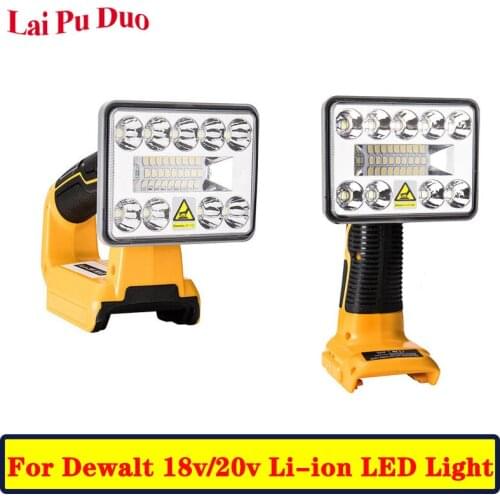 DCB182 For dewalt 9W tool light indoor and outdoor light Led light work light For DEWALT 18V lithium ion battery DCB201 DCB200