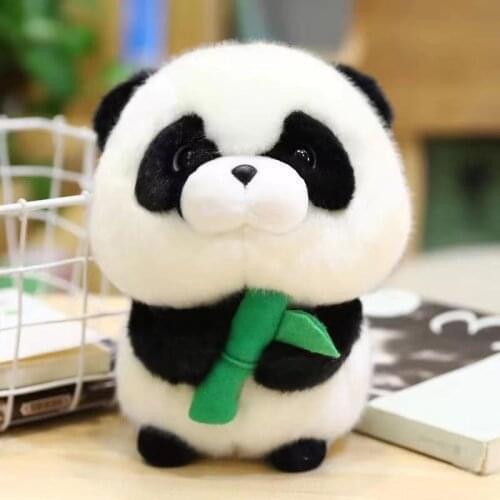 Children Animals Plush Toys Round Cute Lifelike Panda with Bamboo Stuffed Dolls Gifts for Kids Boy Brithday Girls