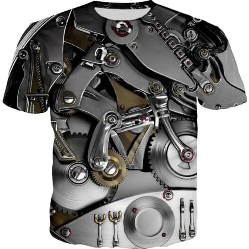 3D Motorcycle T-shirt Punk Clothing Retro Clothes Mechanical Tshirt Tops Tees Men Summer Funny Print T-shirt Mens Tee Plus Size