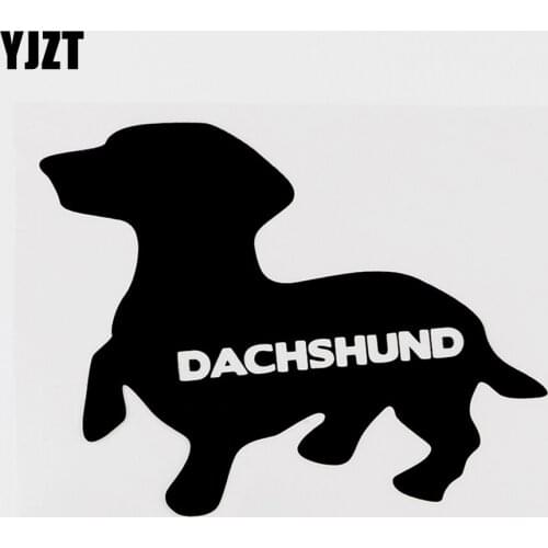 YJZT 13.5CMX10.3CM Interesting Dachshund Vinyl Animal Car Sticker Decal Black/Silver 8C-0221