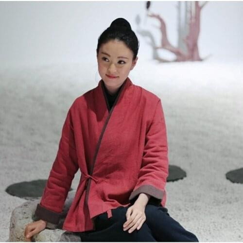 Chinese Cheongsam Tops For Women Vintage Blouse Kimono Kung Fu Shanghai Tang Suit Cotton Linen Hanfu Ladies Chinese Tops TA1849