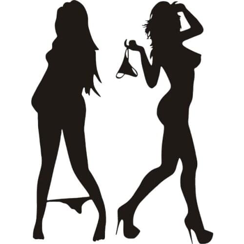 Beautiful Car Motorcycle Bikini Beauty Funny Sexy Beauty Decorative Wall Sticker Cartoon Fashion Car Sticker Anti-UV Black/White