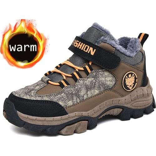 Outdoor Hiking Sports Girls Boys Warm Shoes for Winter Snow Sneakers Children Warm Fur Plush Kids Casual Sneaker